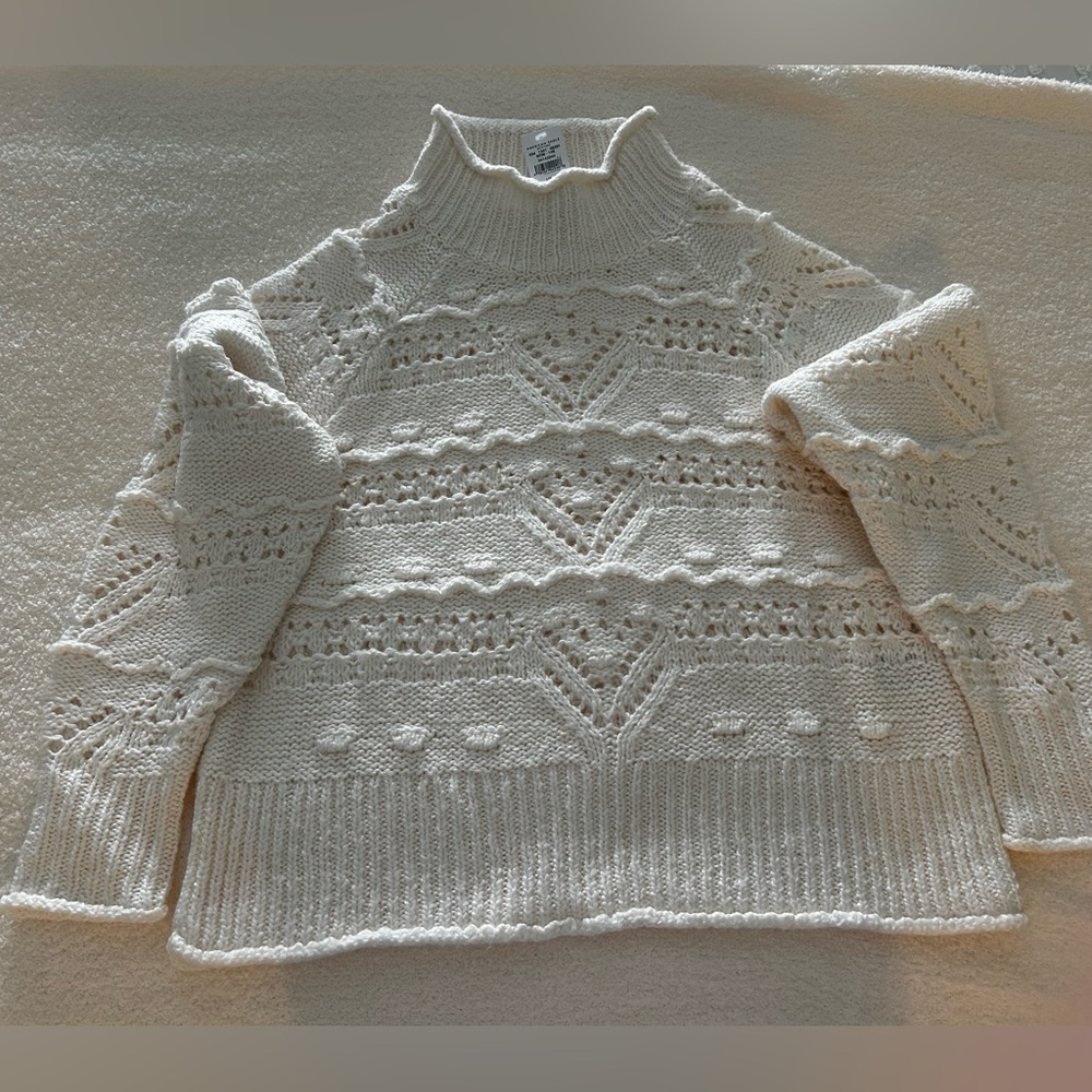 Abercrombie & Fitch BNWT Ivory Open Knit Cropped Sweater Size S BNWT